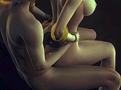 Unzensierte 3D-Hentai mit Akali, die auf den Knien gefickt wird und auf der Straße sitzt