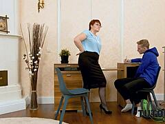 Chubby mature teacher gets kinky with her angry student in doggystyle
