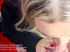 Amateur blonde gives a deepthroat blowjob and gets cum on her face - book your appointment now