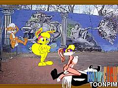 Pepe Le Pew, králíček z kreslených filmů, se nechová špatně s Lolou Rabbit
