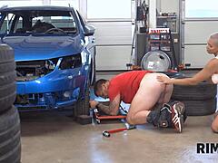 Czech milf surprises her husband with a sensual rimjob in the garage