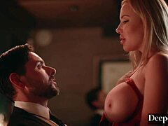 Savannah's big tits bounce as she gives a blowjob and gets fucked