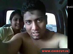 Desi girlfriend and boyfriend enjoy outdoor sex in car