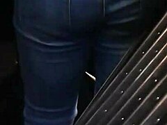 Tight jeans ass worshipped by a big booty