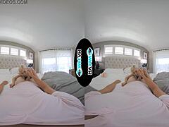 Blonde step sis gets a facial in high definition VR video