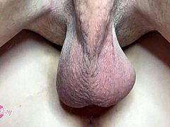 Close up creampie action with a tight pussy