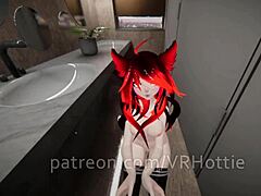 VR chat szex egy vörös hajúval a nyilvános mosdóban