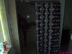 Step sibling and step sister engage in rough sex in the shower