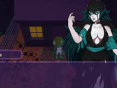 Il gioco porno hentai di Halloween presenta una strega sexy con grandi tette e un grosso cazzo