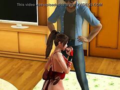 Mai Shiranui, King of Fighters Cosplay персонаж, се отдава на горещ 3D хентай секс