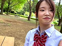 18-year-old Japanese girl gets fucked hard and begs for more