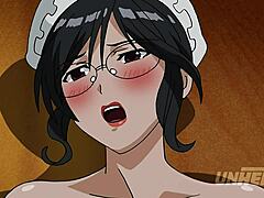 Femme de chambre excitée avec de gros seins allaite son patron dans une vidéo hentai non censurée