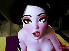 Two aroused cartoon witches indulge in 3D sex with big cocks