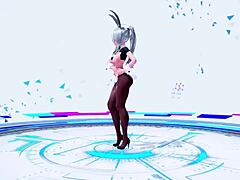 Mmd Haku wears bunny suit number 9 in 2D animation