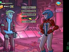 Experience a sci-fi fantasy adventure in this adult game with cartoon graphics and small tits