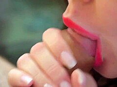 Russian amateur blowjobs: a close-up view of lips and cum