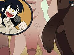 Cartoon threesome with Audrey and Hagen's big-dicked tribe in full HD