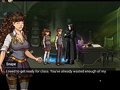 Game hentai bertema Harry Potter dengan Hermione memberikan kenikmatan oral di ruang kelas