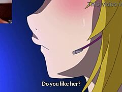 En ung kvinna utan filter upplevelse med het hentai-animation och engelska undertexter