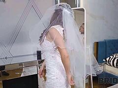 Married bride gets it from the back on her wedding day