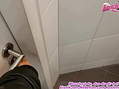 Homemade video of a German girl giving a blowjob on the toilet