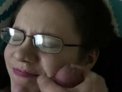 Czech slut in glasses asks for a facial cumshot after dirty talk